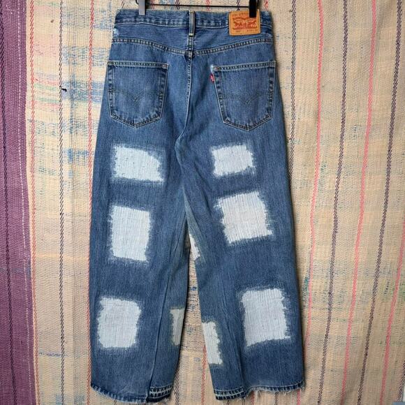 Custom wide leg baggy flared jeans size 34 x 32 - Picture 2 of 5